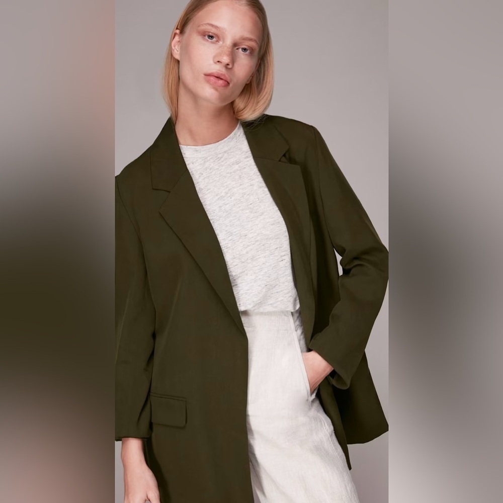 Whistles Khaki Rylee Relaxed Blazer in Khaki Green Size 2